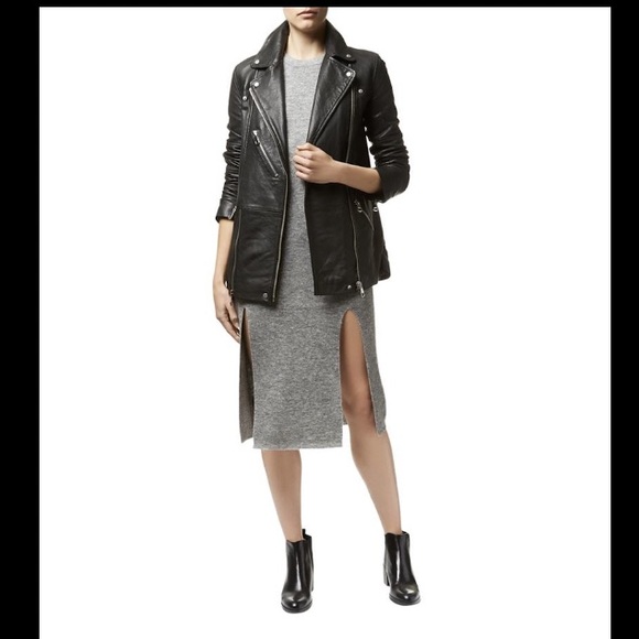 Longline leather biker jacket Clearance